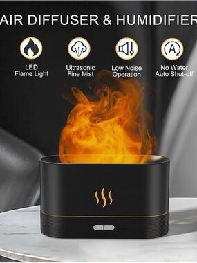 LED Flame Air Diffuser & Humidifier - Black and Orange